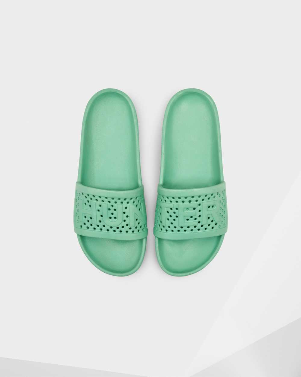 Womens Hunter Original Lightweight Moulded Slides Mint | MTLAPE-035